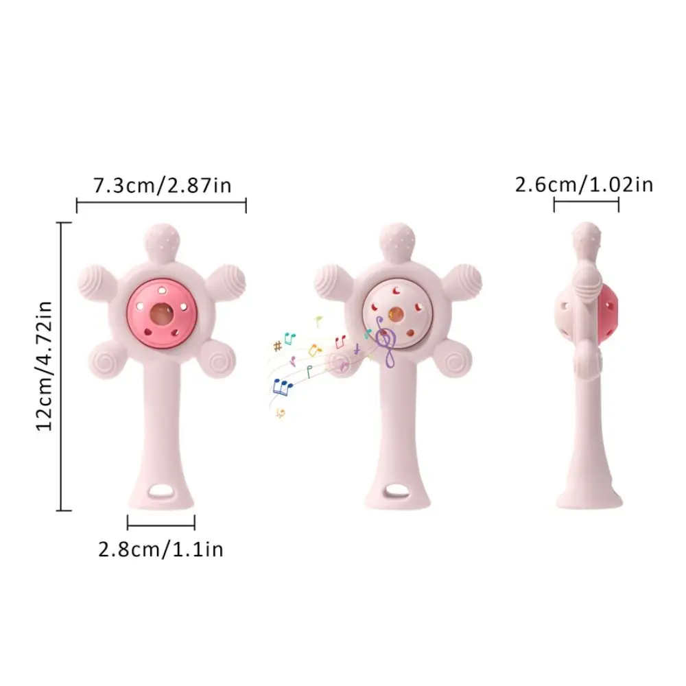Silicone Teether Developmental Infant Grab Shake Teething Ring Sensory Soft Wheels Shape Toddlers Teething Chewing