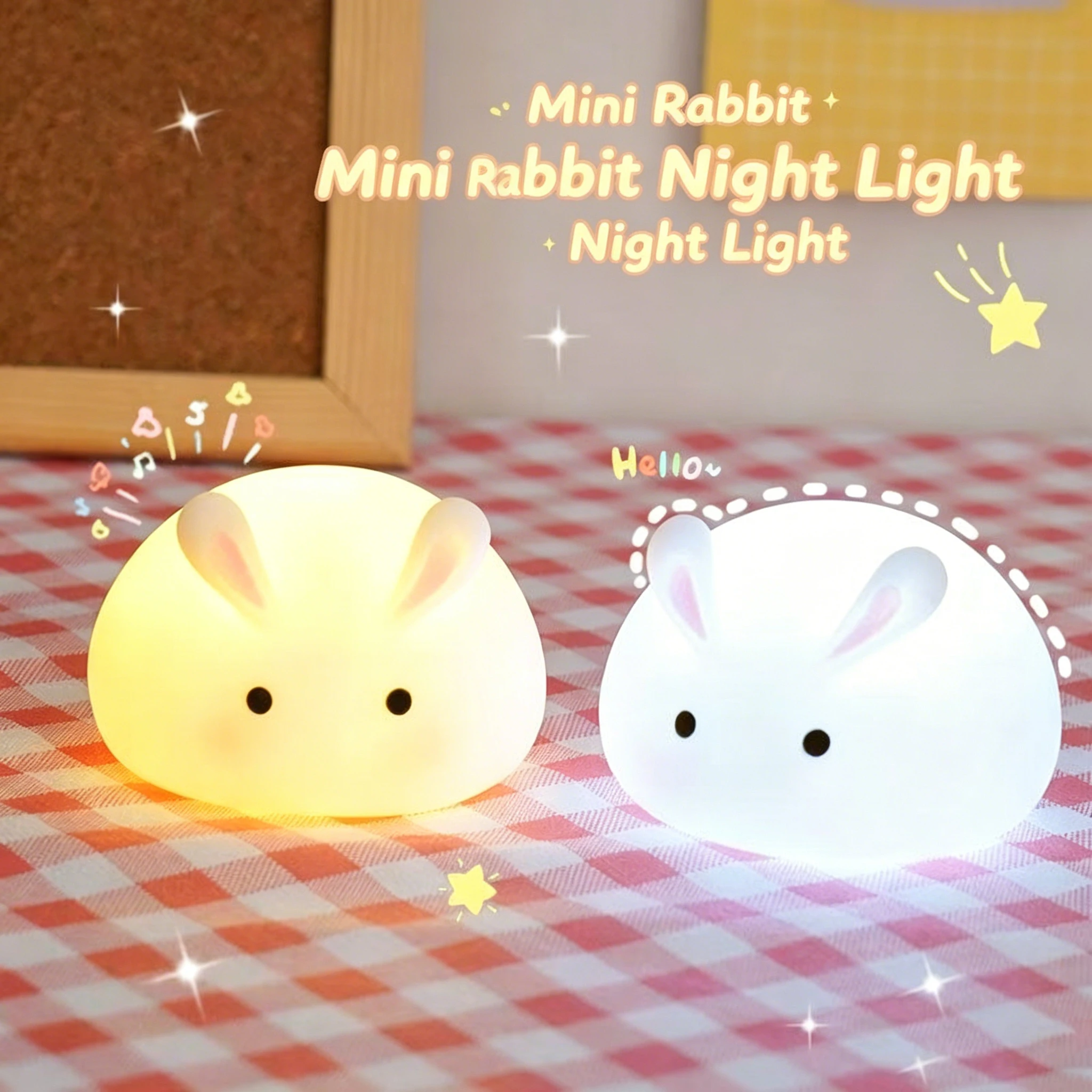 Mini Cute Bunny Night Light Cute Girly Heart Ornament Bedroom Ornament Sleeping Lamp Girl Birthday Gift Atmosphere Table Lamp