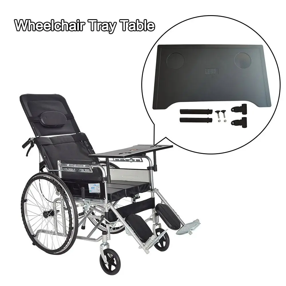 

Lightweight Wheelchair Tray Table Detachable Easy To Install Cup Holder Waterproof Wheelchair Dining Table