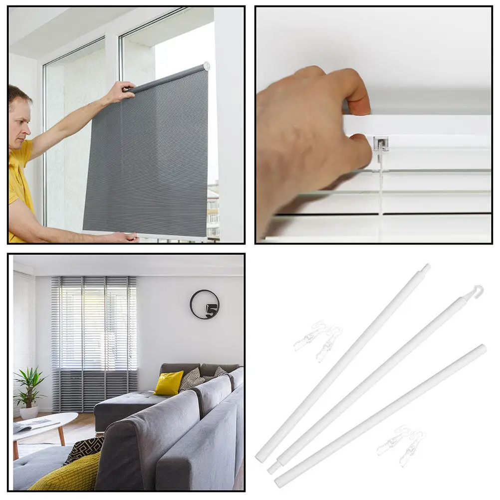 2Sets Plastic Blind Wand for Window Blinds Tilt Rod Replacement Curtain Pull Stick Easy Install Heavy Duty Drapery Opener with