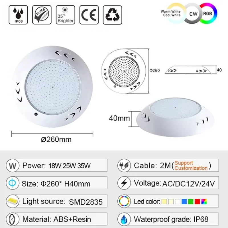 New RGB Remote Control Submersed Deep Resin Filled Led Pool Light Par56 Pool Lamp LED Underwater Light for Swimming Pools