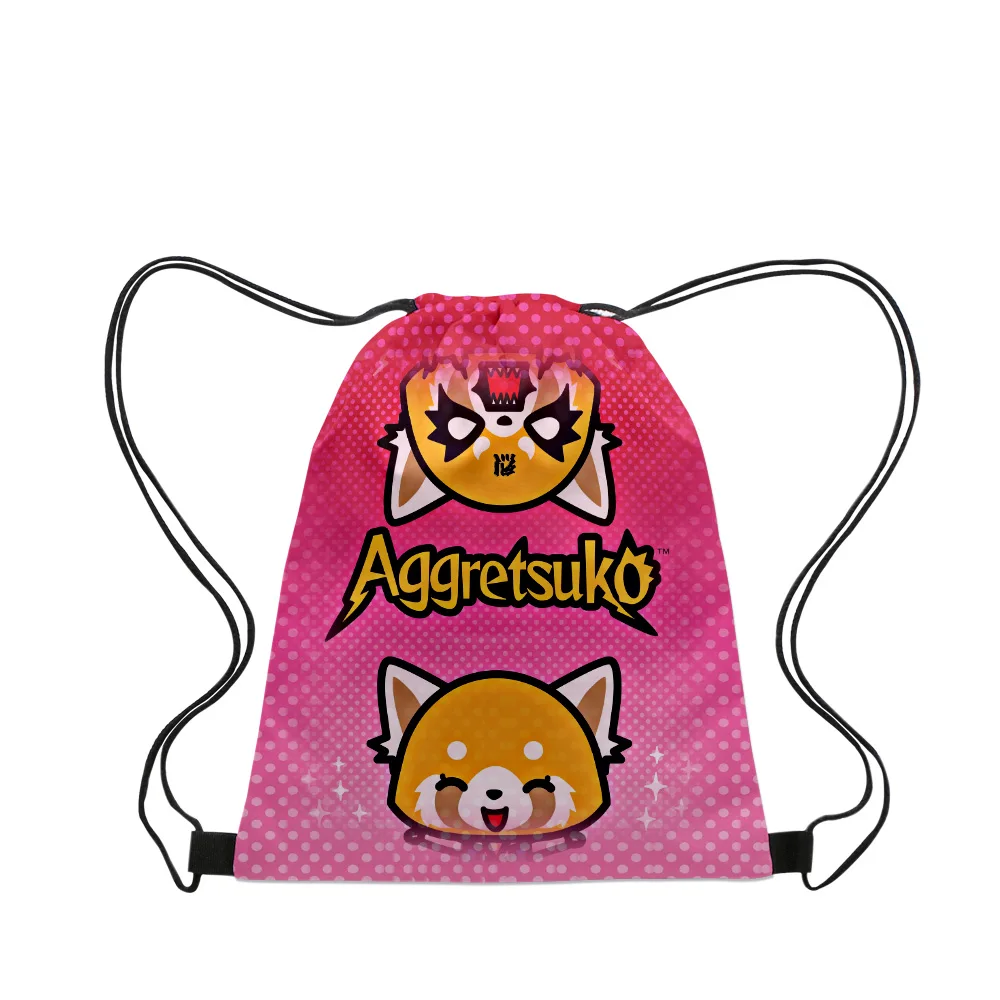 Aggretsuko Cartoon 2023 New Handbags Cloth Canvas Drawstring Bag Women Men Leisure Bags