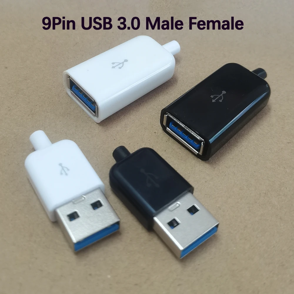 1PC DIY USB 3.0 Connector Plug Male Female USB A Type 9 Pin Assembly Adapter Socket Solder Shell For Charging Data Connection