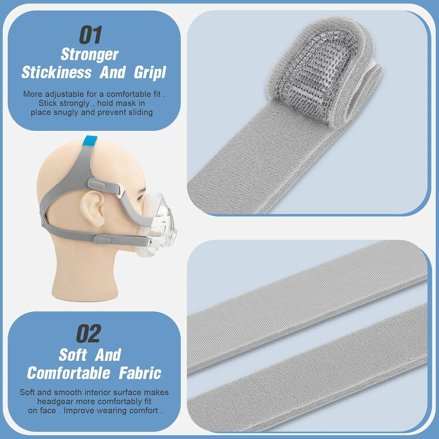 F20/N20-Kopfbedeckung, Airfit/Airtouch F20-Vollgesichtsmaske und N20-Nasenmaske, CPAP-Ersatzkopfbedeckung, verstellbare Länge, nur Kopfbedeckung