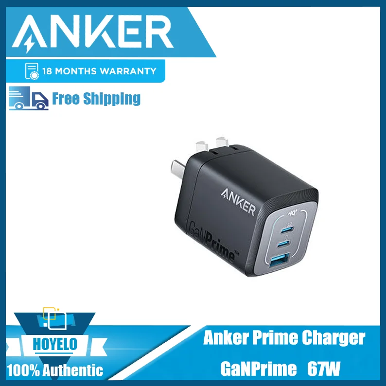 Anker-Prime GaN Multi Port Charger Plug, Type C Fast Charging Suitable, 67W