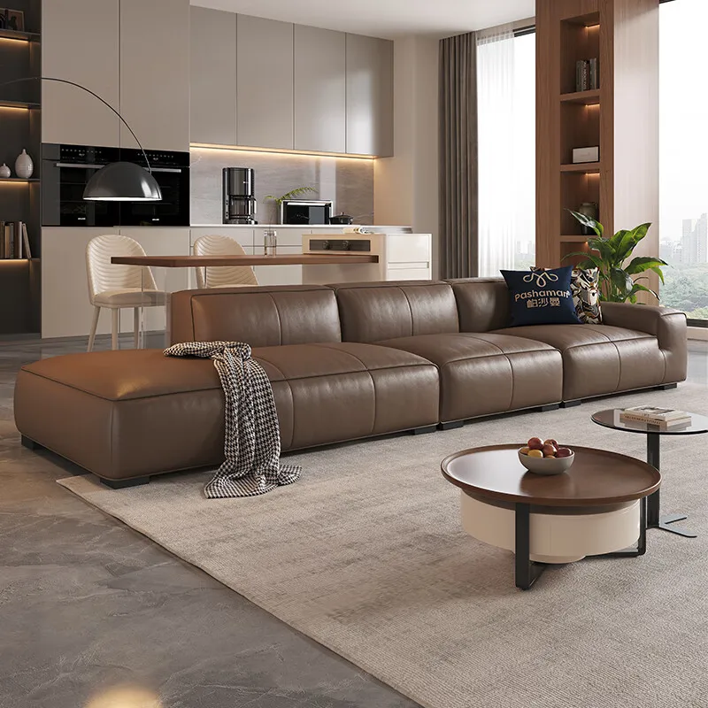 

Manufacture Living Room Modern Luxury White Leather Couch Italian 8 Seater Genuine Leather Sofa Set