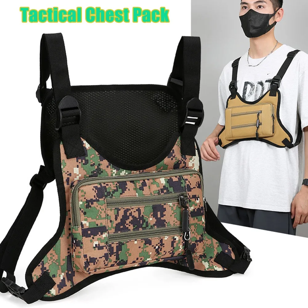 

Digital Camo Sports Chest Rig Bag Tactical Chest Pack Outdoor Cycling Vest Waterproof Wear Resistant Multifunctional for Camping