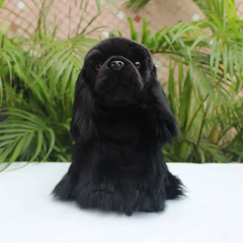 Lifelike Black Cocker Spaniel Dog Soft Stuffed Animal Plush Toy Emulational Puppy Doll Girl Boy Birthday Christmas Gift 1pc