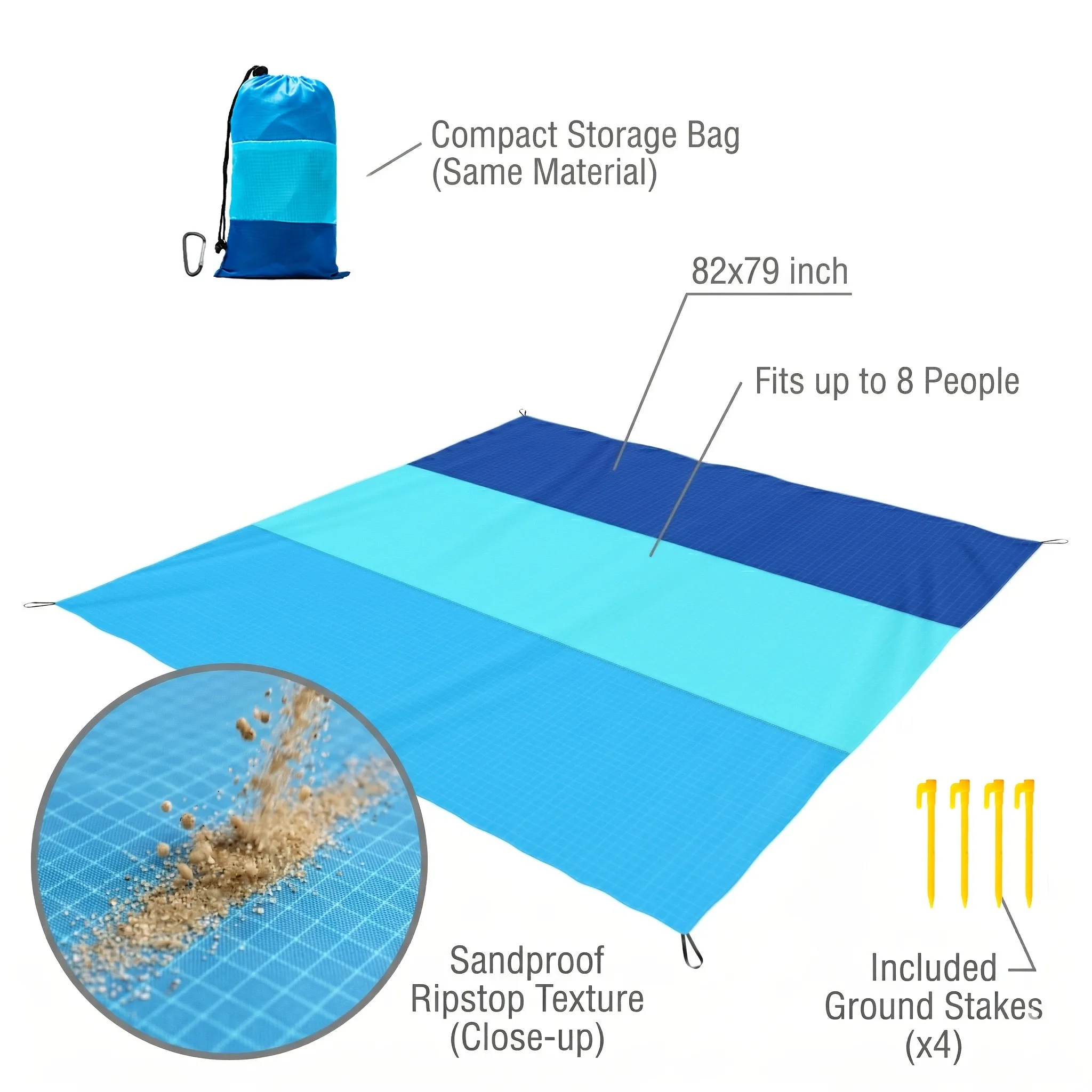 Oversized And Lightweight Beach Mat Perfect Outdoor Picnic Blanket for 2 to 8 Individuals Great for Travel, Camping And Hiking