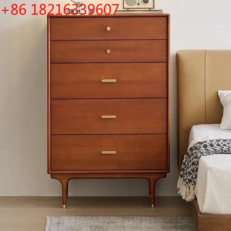 YAO Retro Pure Solid Wood Chest of Drawers Small Apartment Boxwood Bedroom Storage Cabinet Organizer Furniture