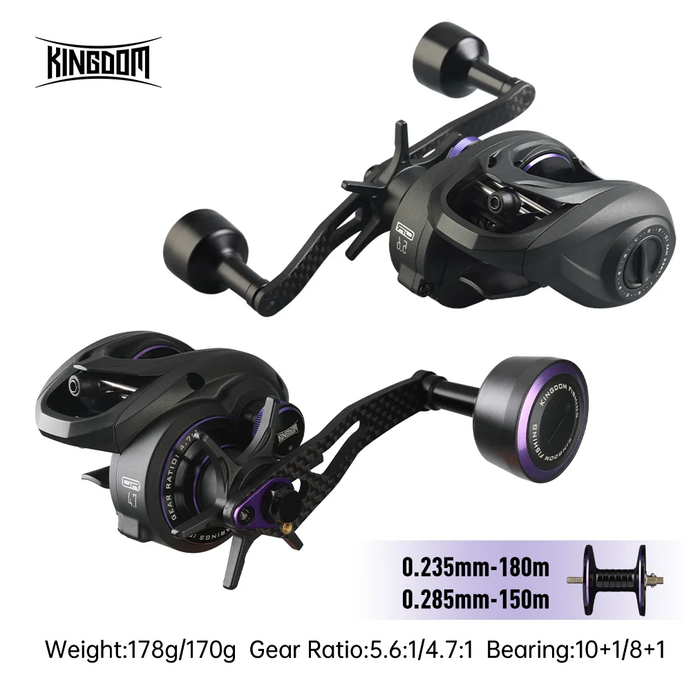 Kingdom MITHRAS Baitcasting-Rolle 8kg Max Bremskraft 5.6:1 4.7:1 Übersetzungsverhältnis Leichtgewicht 170g 8+1 10+1 Tintenfisch-Angelrolle
