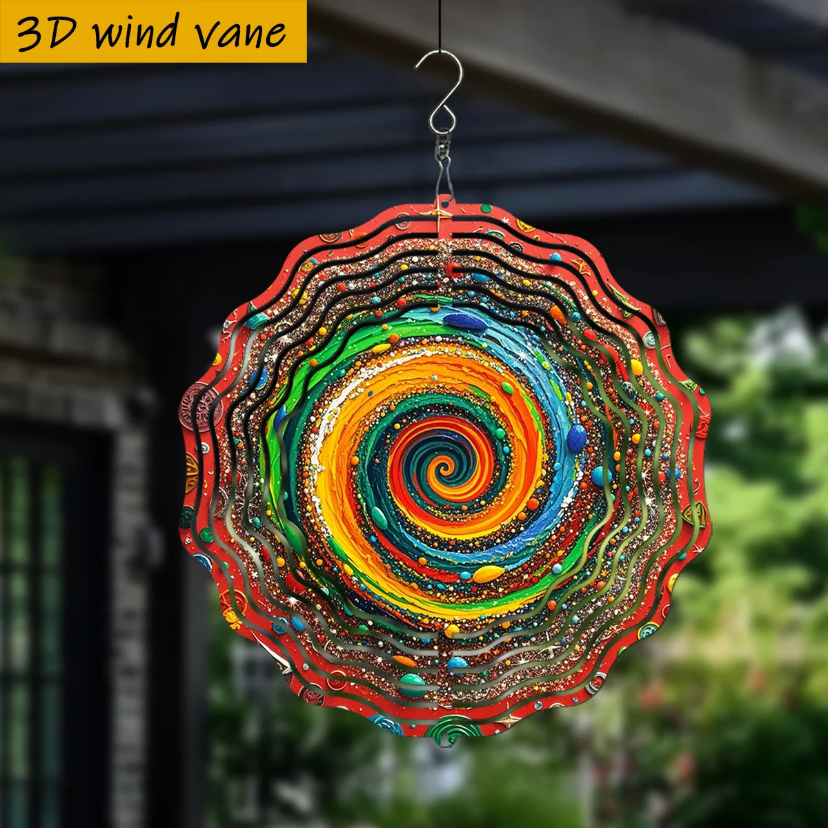 3D Colorful Spiral Galaxy Wind Spinner - 10 Inch Metal Art with 360 Swivel Hook for Christmas Halloween Garden Patio Gift