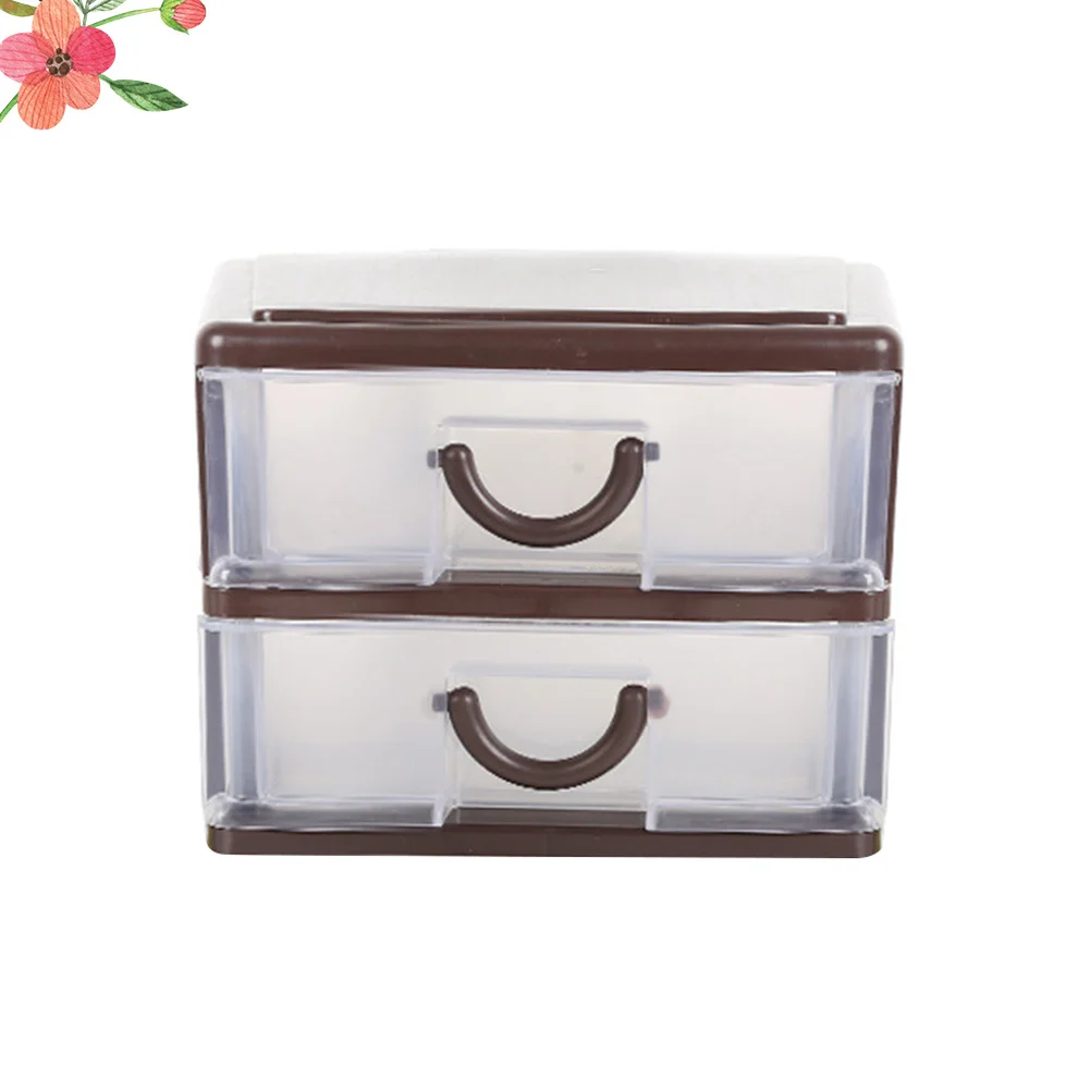 

1Pcs Plastic Drawer Storage Box Brown 2 Layers Desktop Storage Case Document Organizer Sundries Container Home Office
