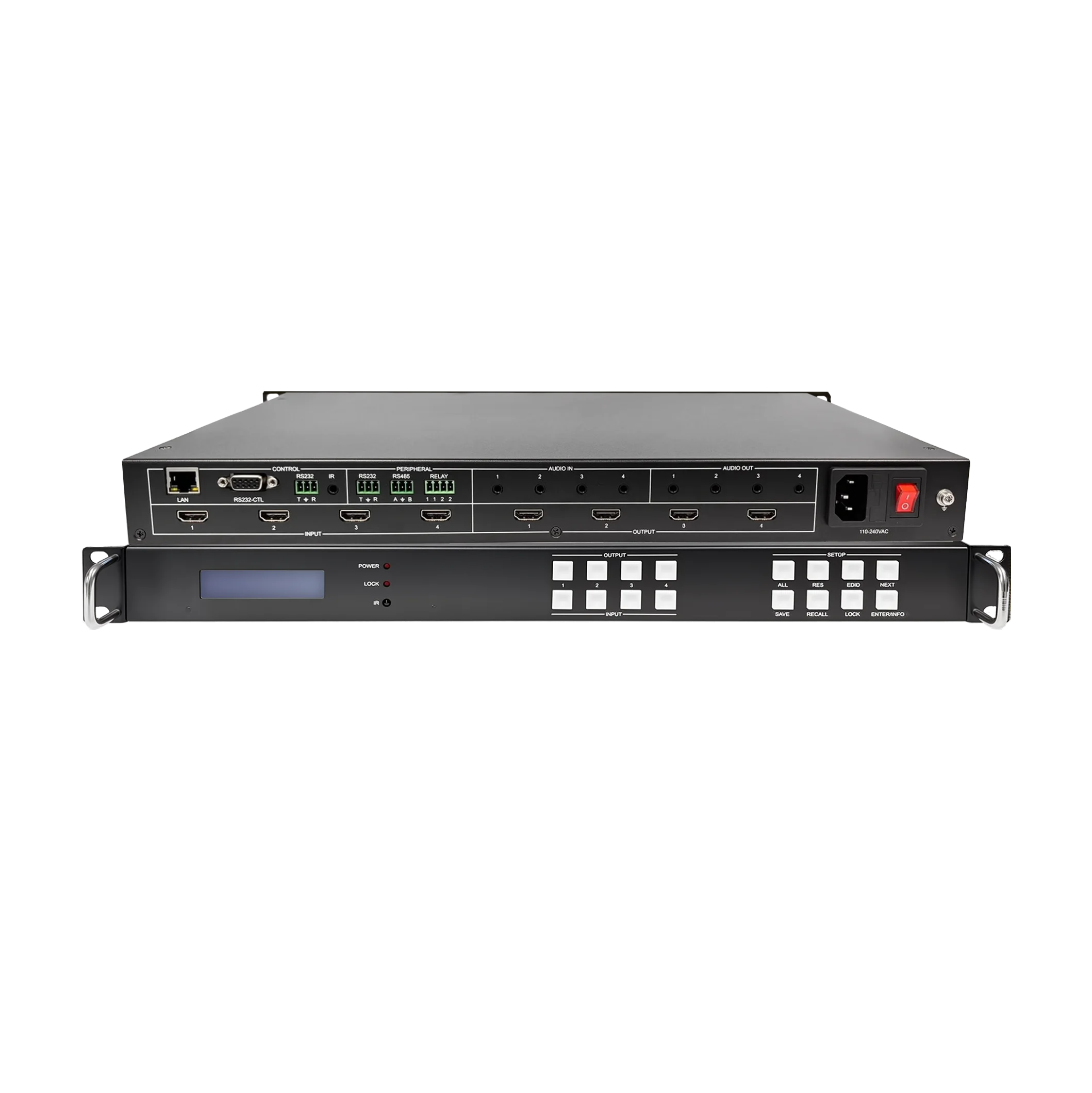 0 Metal Construction Audio/Video Wall Splicing Professional 4x4 AV Seamless 4K Fixed Matrix Switcher with for 2.