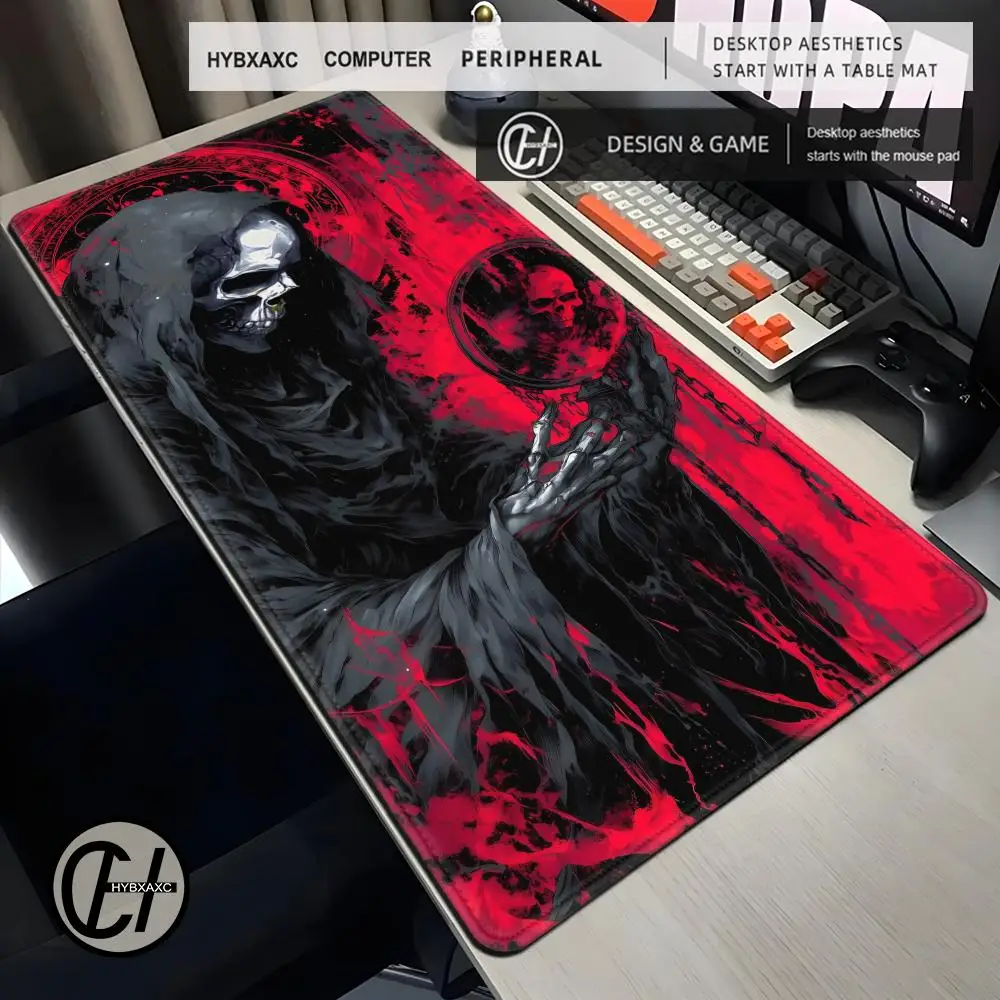 Red Rose Skull Gaming Mouse Pad Gothic Skull Celestial Design Mousepad XXL Anti-slip Keyboard Accessories Office Laptop Desk Mat