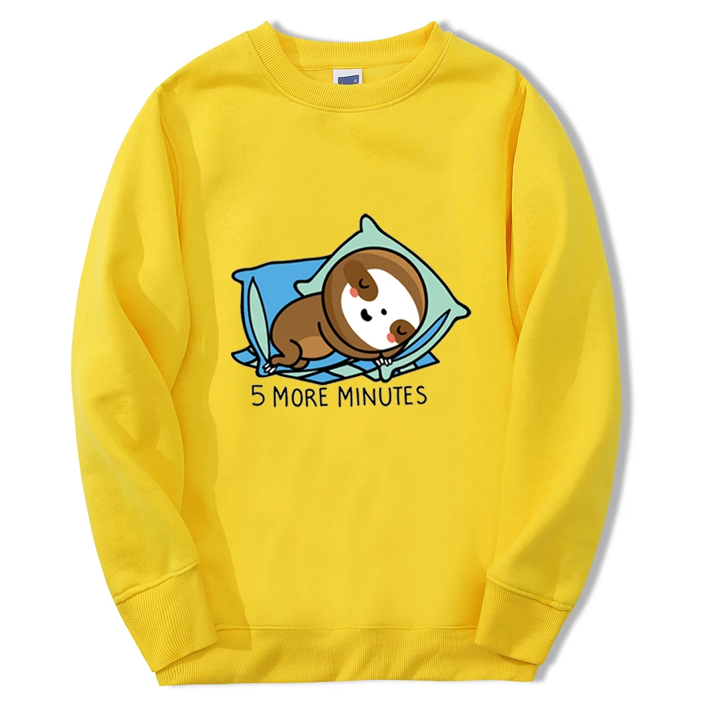 5 More Minutes Cute Kawaii Sloth Sweatshirts Hoodie Men Print Mens 2022 Winter Sportswear Hip Hop Fashion Warm Streetwear