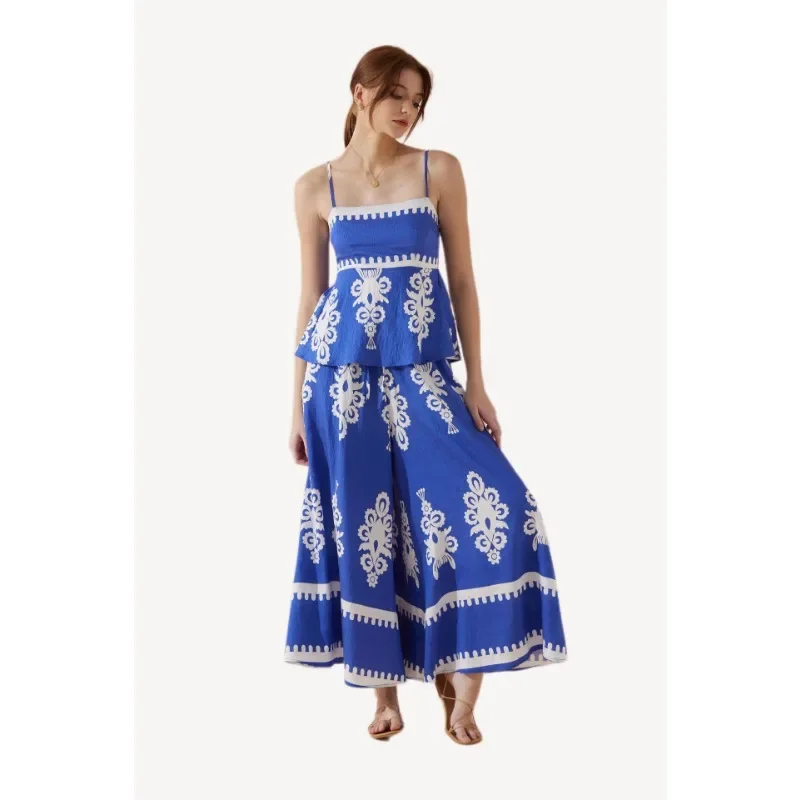 Novedad de verano a la moda, conjunto de pantalones ajustados con espalda descubierta y temperamento para mujer, ropa de mujer europea y americana