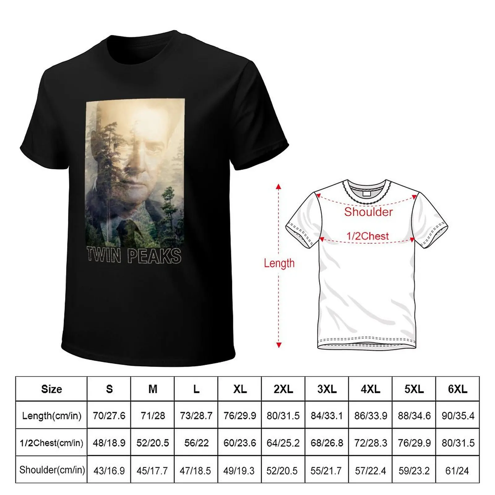 Twin Peaks Agent Cooper Double Exposed FBI Distressed Photo T-Shirt Worker Basic Short Sleeve Tee