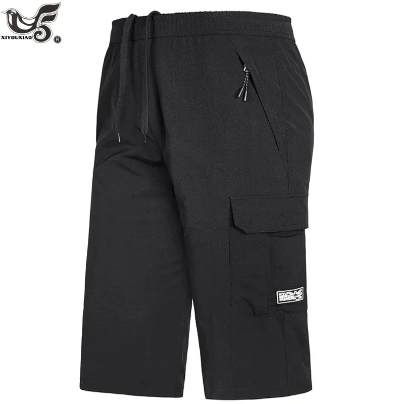 Plus Size 7XL 8XL Casual Quick Dry Capri Pants Cargo Shorts Men Summer Beach Joggers Running Camping Hiking Shorts Men Clothing