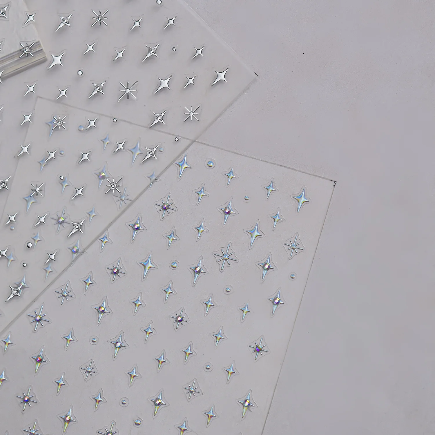 Simple Laser Bronzing Gold Silver Mini Star Rhinestone INS 5D Relief Self Adhesive Nail Art Decoration Sticker 3D Manicure Decal