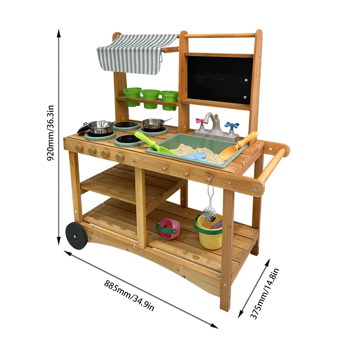 

Твердый уличный деревянный киоск для инструментов, имитируемый вручную для детей
