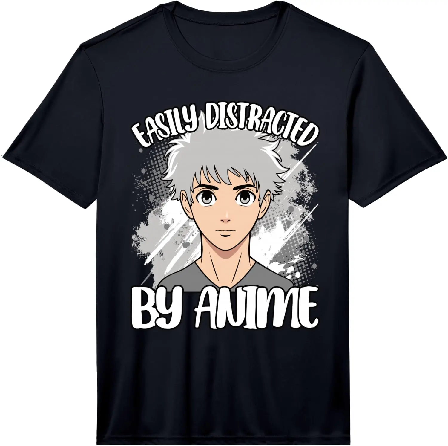 Easily Distracted By Anime Funny Otaku Men Boys Kids Performance T-Shirt 100% Cotton Trendy Y2K Short-Sleeve Tee – Soft,