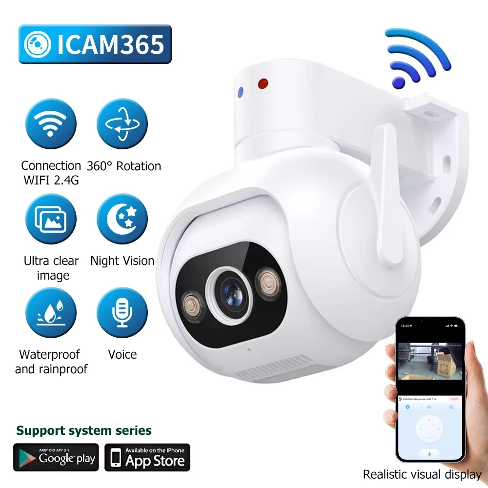 

4MP 360° Wifi Outdoor Security Camera Full Color Night Vision Humanoid Detection PTZ IP Baby Monitor CCTV Cameras