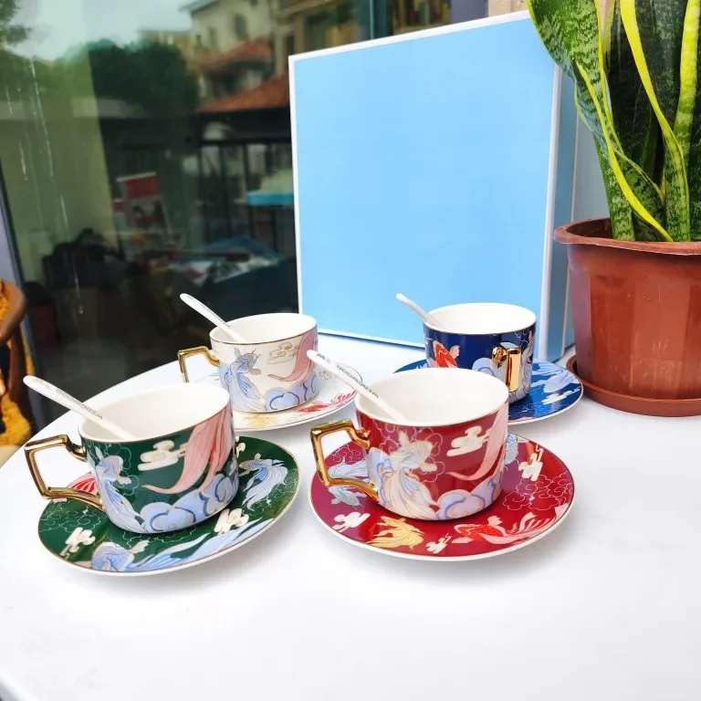 

British Roaming Meijing Coffee Cup Gift Box European and American High-End National Style Tableware Bone China Afternoon Tea Cup