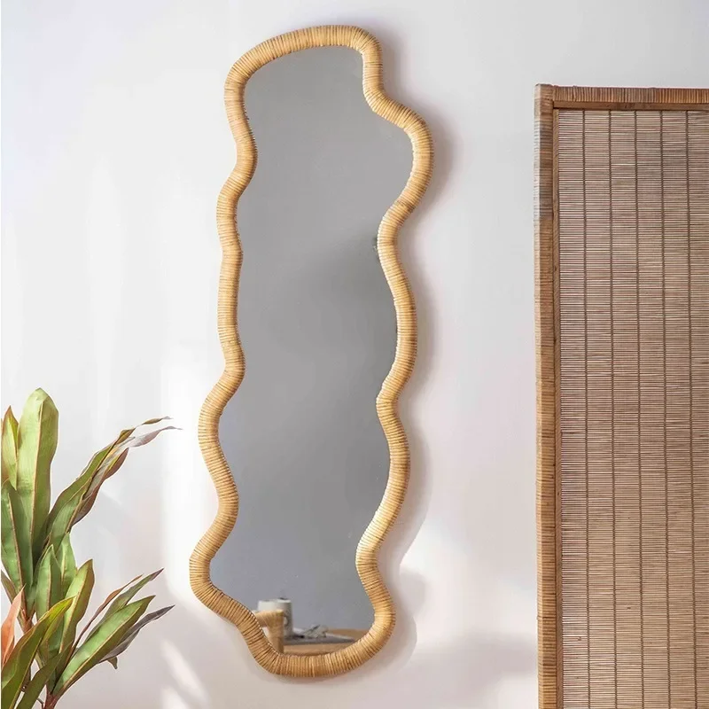 Nordic full-body mirror special-shaped floor-to-ceiling girls fitting mirror full-length  bedroom wall-mounted ratt