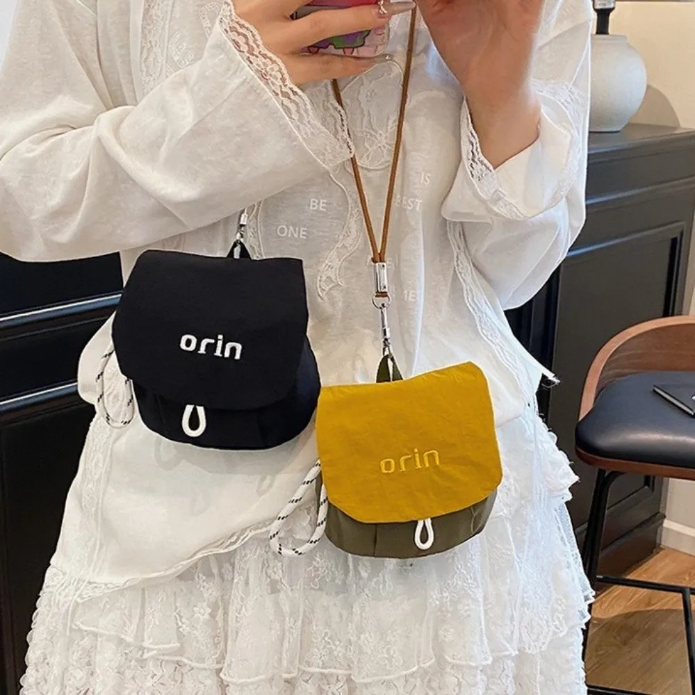 Lustige Stoff Hals Hängen Tasche Mini Kontrast Farbe Kinder Geldbörse Flip Kopfhörer Tasche Kleine Artikel Tasche Geschenk