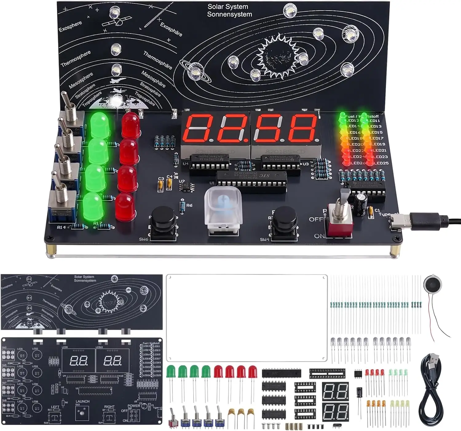 Kit de soudure DIY pour centre de contrôle de vaisseaux spatiaux, kit électronique LED, ensemble de soudure simulé pour le lancement de fusées, pour les fans et les passionnés de Mint