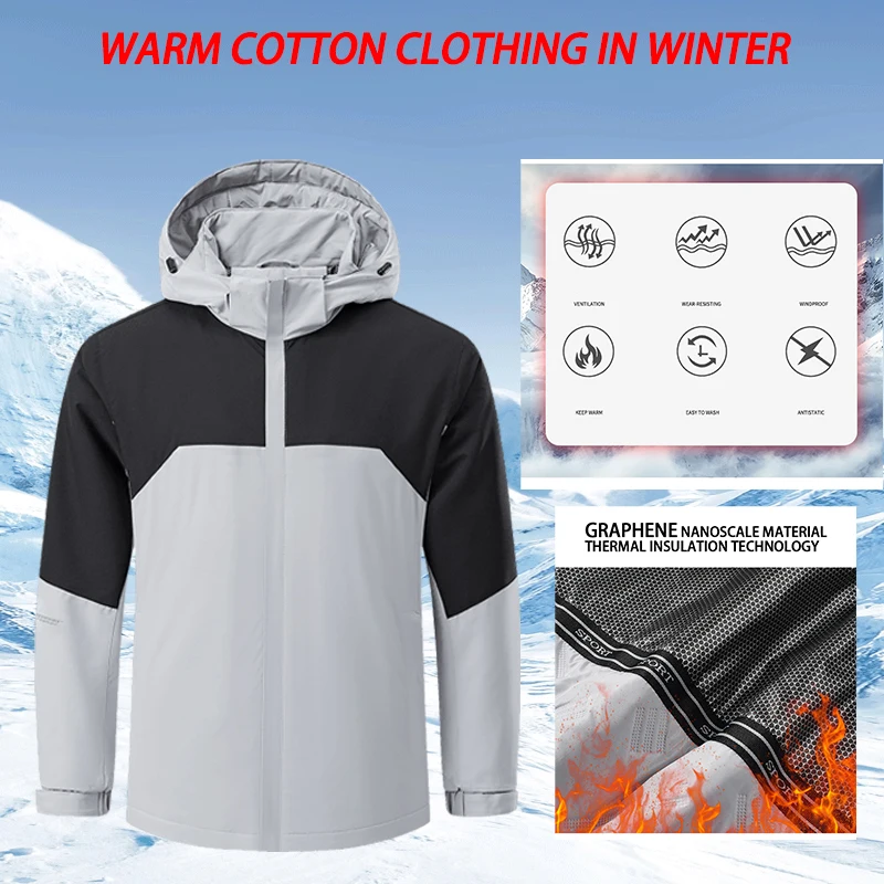 

2024 Winter Hit! Color-Blocked Cotton-Blend Jacket Graphene Tech for Extreme Warmth & Windproof Stylish Casual Elastic Outerwear