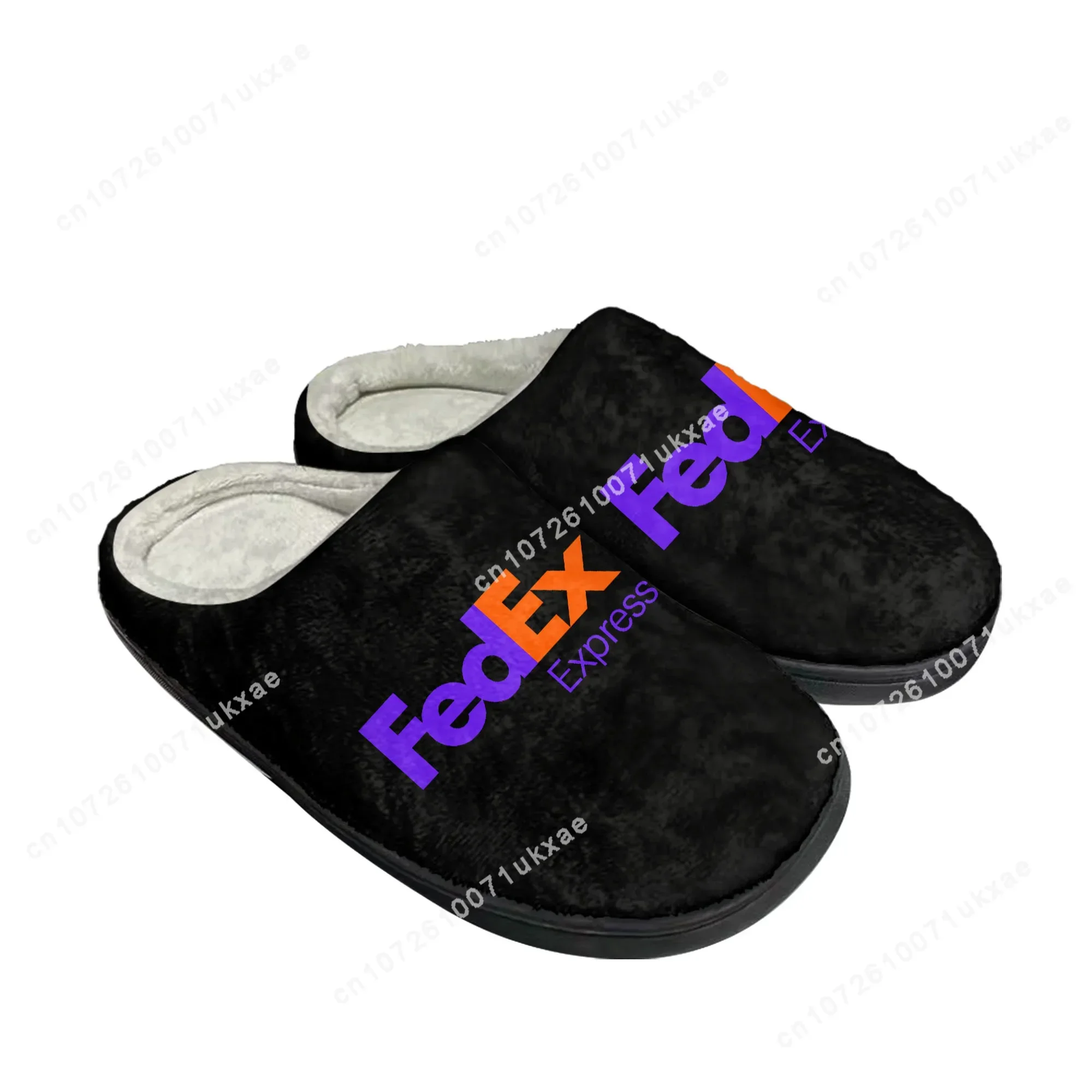 FedEx Home Zapatillas de algodón para hombre y mujer, mensajería de Estados Unidos, dormitorio de felpa, zapatos informales para mantener el calor, zapatilla térmica, zapato personalizado