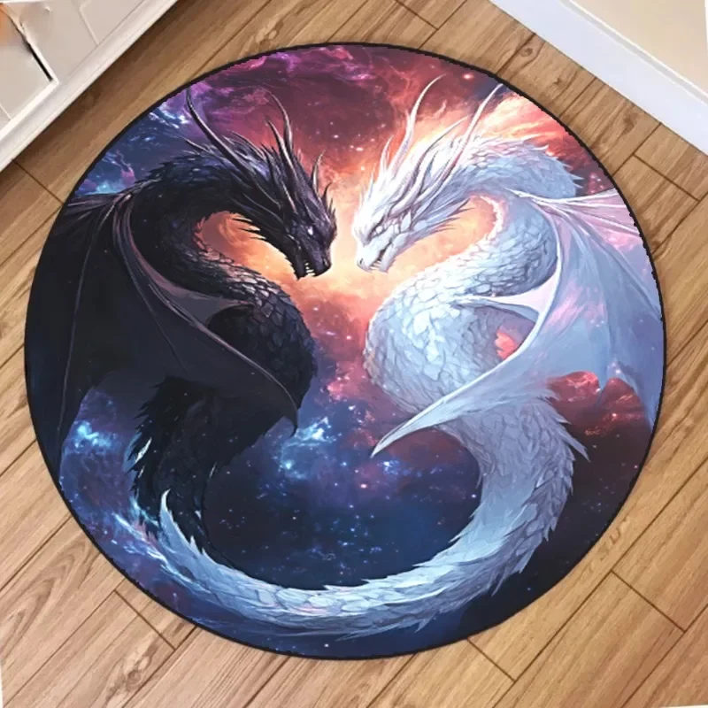 

1pc Night and Light Fury Circular Carpet Anti-skid Lounge Mat Indoor Throw Suitable for Area Rug Cloakroom Outdoors Decorative