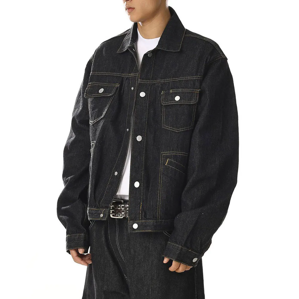 رجل الخريف الدنيم سترة متعددة جيب اليومية عادية غسلها سترة الشباب الرجعية كل مباراة طويلة الأكمام ملابس للرجال 2025 جديد #5