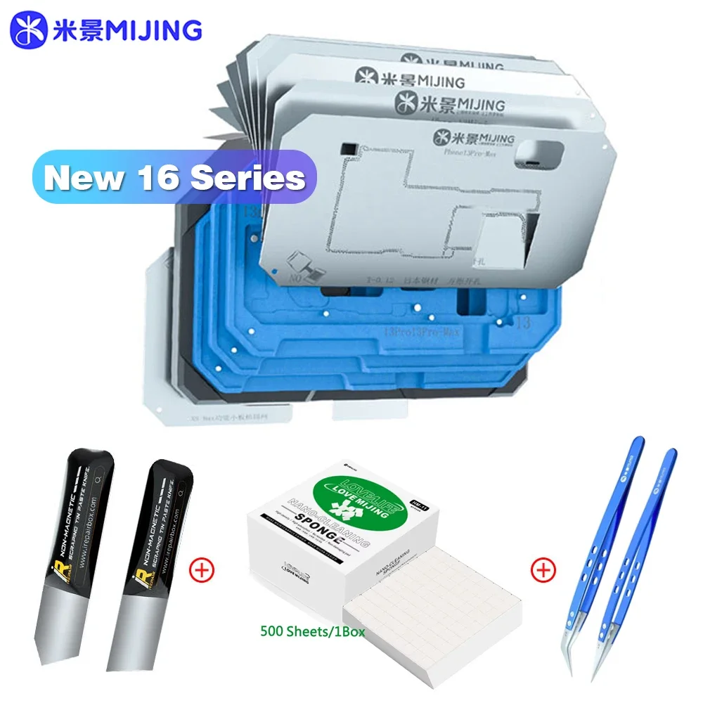 MiJing Z20 Pro BGA Reballing Stencil Platform for iPhone X-16 Pro Max Middle Layer Motherboard Soldering with Stencil Hand Tools