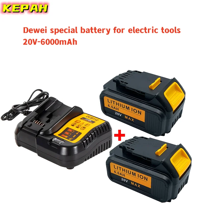 

20V 6Ah 18650 Lithium Battery for DeWalt power Tools DCB184 DCB200 rechargeable electric tool set 20v 6000mah Battery