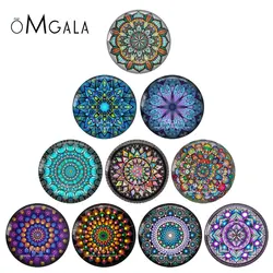 Abstrato colorido Mandala Art Cabochão de vidro padrão, Round Photo, Flat Back, fazendo descobertas, Moda, 12mm, 14mm, 18mm, 20mm, 25mm