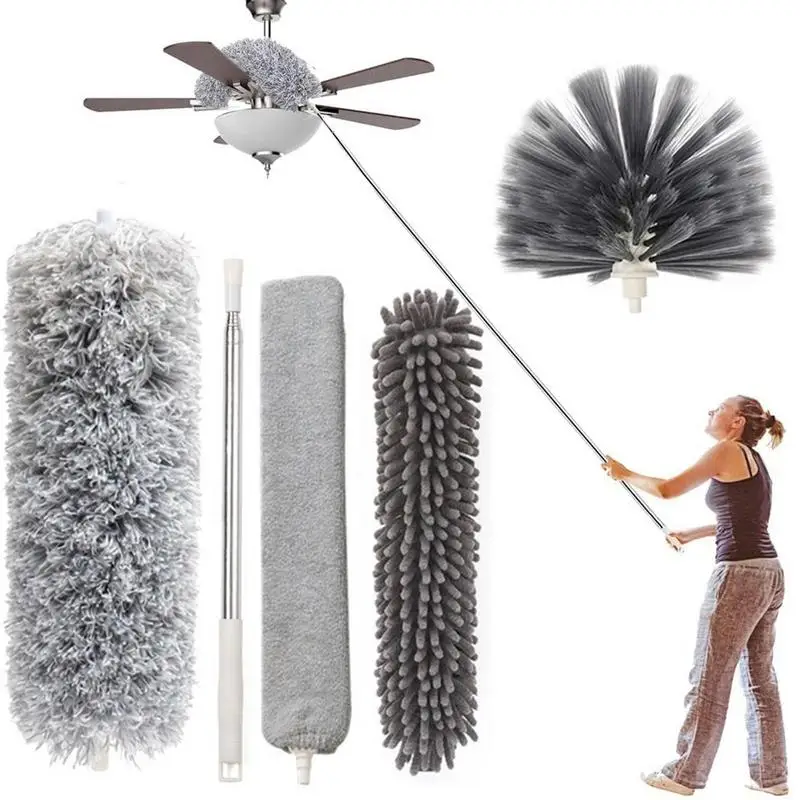 Microfiber Detachable Cobweb Cleaning Kit Feather Duster Bendable Gap Clean Brush Telescopic Catcher Gap Dust Removal Duster