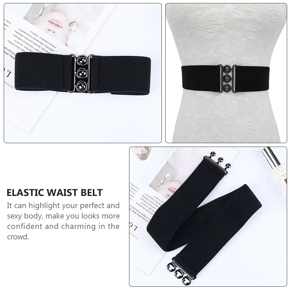 1 قطعة حزام مطاط واسع Cummerbund للنساء حزام خصر أنيق مطابقة فستان جينز بنطلون اكسسوارات #4