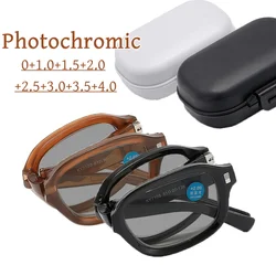 Finished Folding Photochromic Reading Glasses for Women Men Vintage Portable Anti Blue Light Eyewear Color Changing Sunglasses