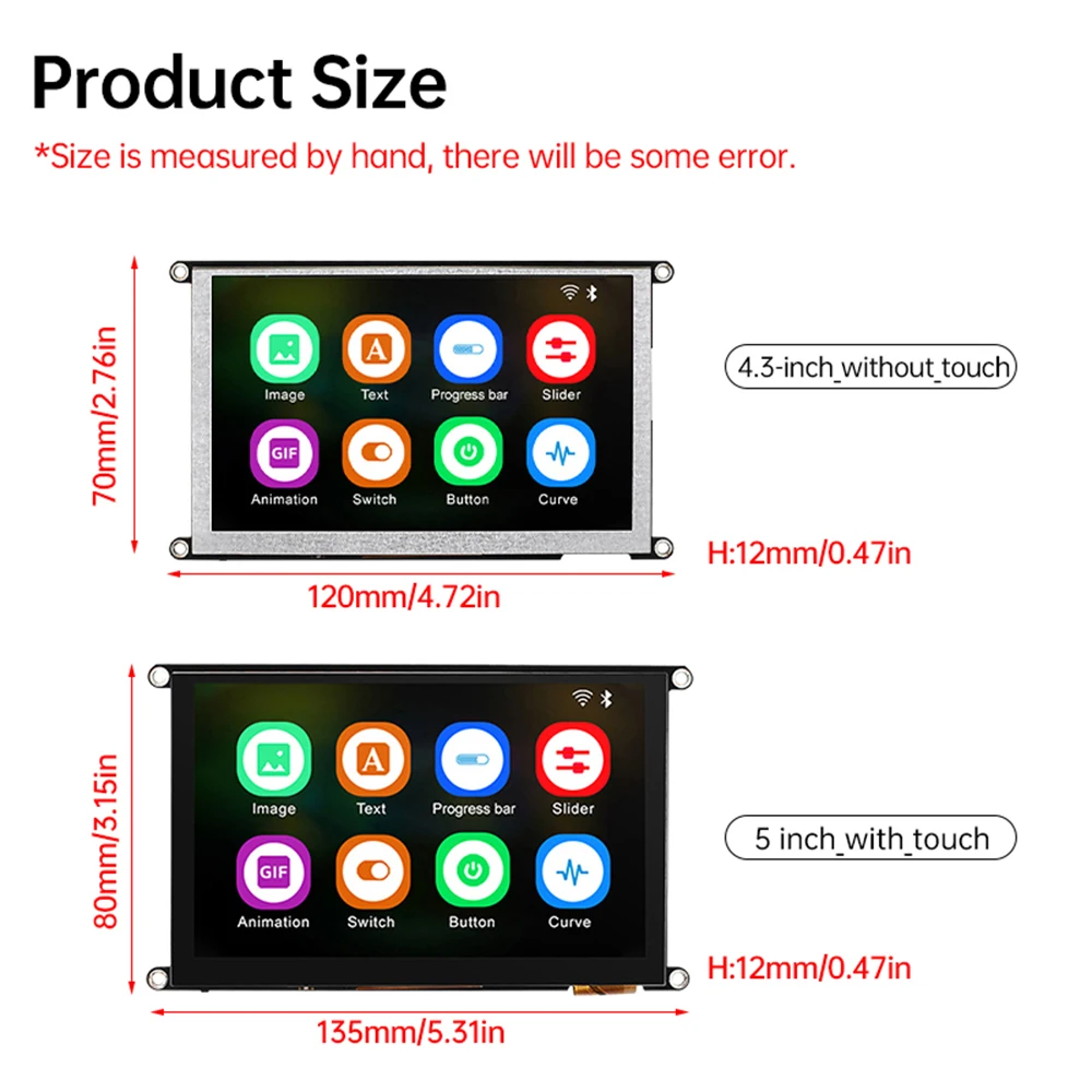 ESP32-S3 WIFI บลูทูธบอร์ดพัฒนา IPS จอแสดงผล LCD ความละเอียดสูงโมดูลหน้าจอสัมผัส 4.3 นิ้ว/5 นิ้ว