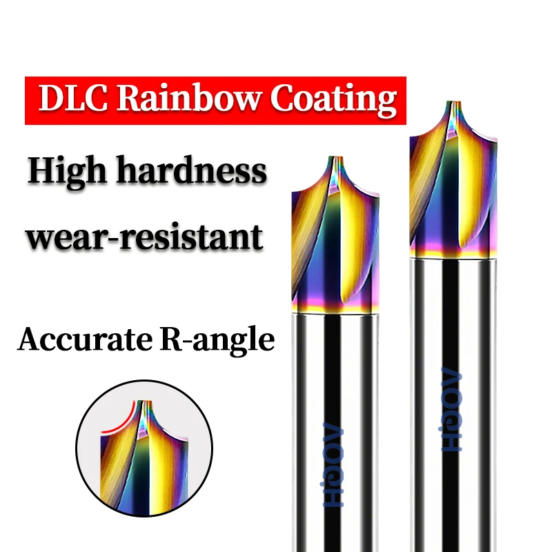 الداخلية R قاطعة المطحنة 4 المزامير كربيد R زاوية الألومنيوم نهاية مطحنة DLC طلاء الشطب عكس R القاطع R0.2-R6 EndMill
