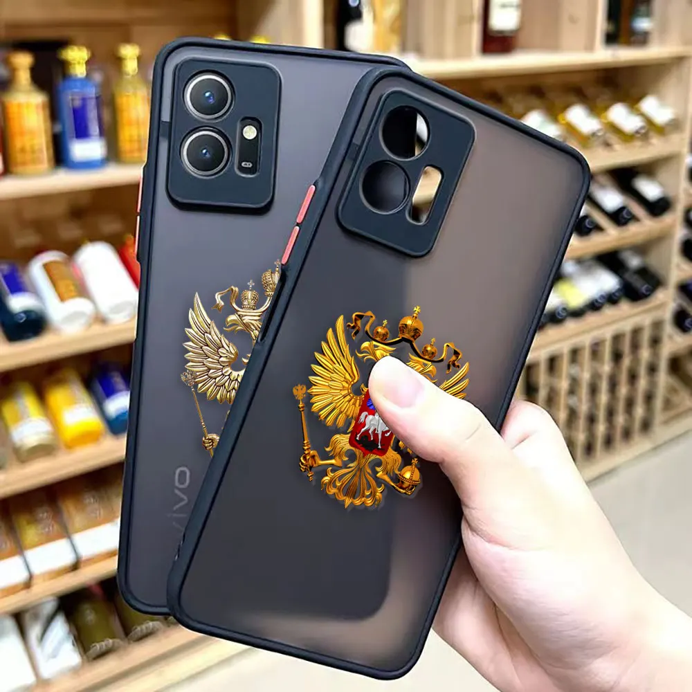 Two-headed Birds Russian Flags Emblem Matte Case for VIVO Y93 Y91 Y78 Y77 Y76 Y75 Y72 Y53 Y52S Y50 Y35 Y21 Y20 Y15 Z1 Z6 5G Case