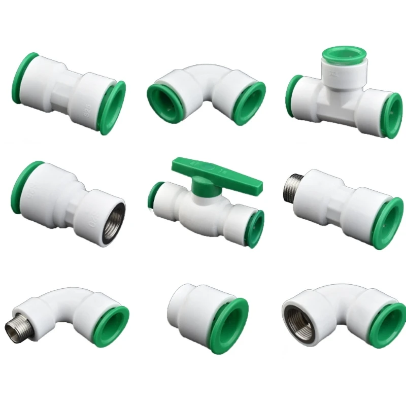 PPRWater Pipe Quick Connector 4/6 Inches No Welding Heat Fusions Direct Insertion, 20/25PE Hot/Cold Water Pipe Fittings