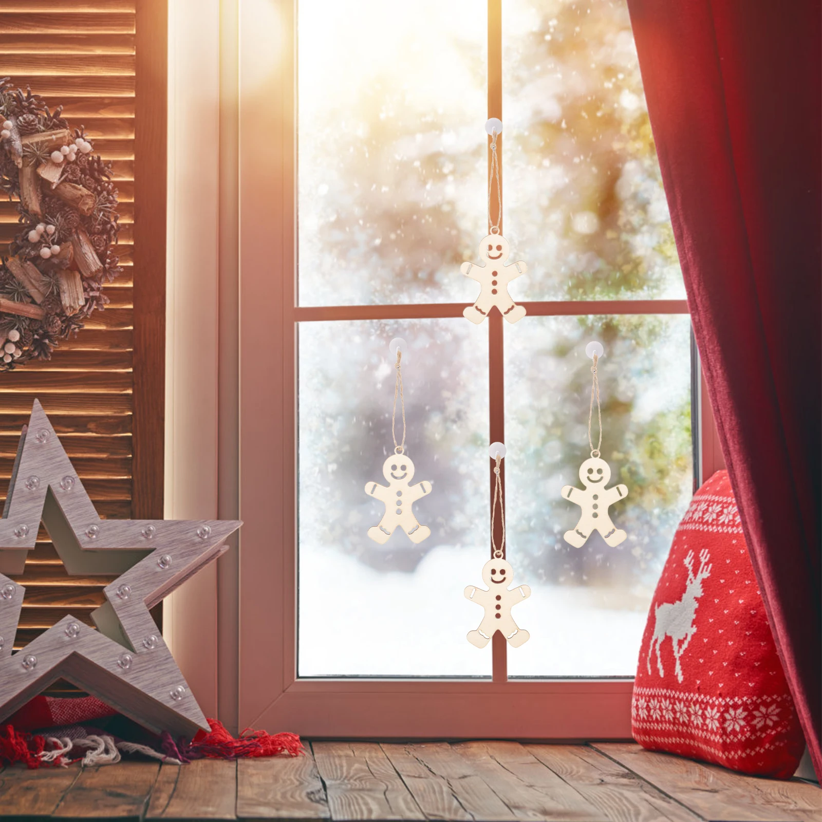 

100pcs Gingerbread Craft Unfinished Wooden Ornaments Christmas Hanging Decoration Christmas Hanging Decoration Diy Party