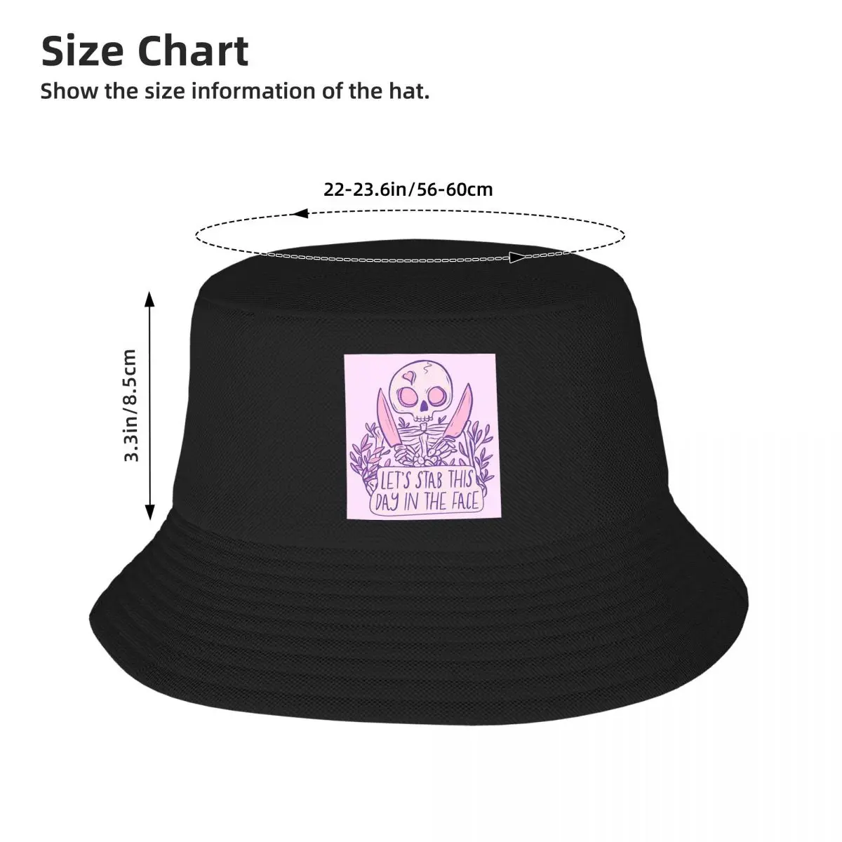 Cute Skeleton - Stab This Day In The Face Bucket Hats Panama Hat Children Bob Hats Cool Fisherman Hats Beach Fishing Unisex Caps