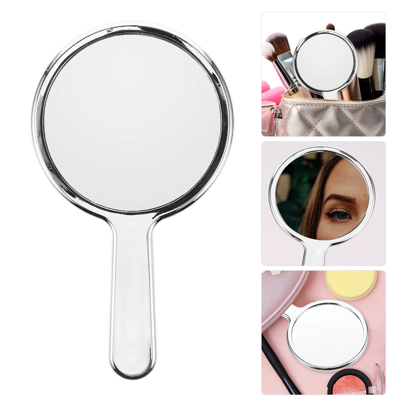 Electroplated Makeup Mirror Compact Lightweight Handheld Mirror Easy to Carry for Travel School Outdoor Makeup Checking Tool