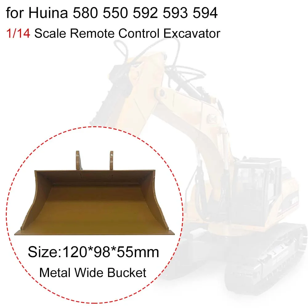 

Metal Wide Digging Bucket for 1/14 Scale Huina 580 550 592 593 594 RC Excavator Flat Bucket Toy Accessories