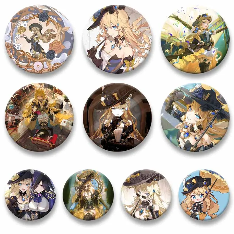 Kawaii Genshin Impact Navia Lapel Pins Creative Anime Cartoon Character Round Brooch Game Badge for Backpack Jewelry Accessories